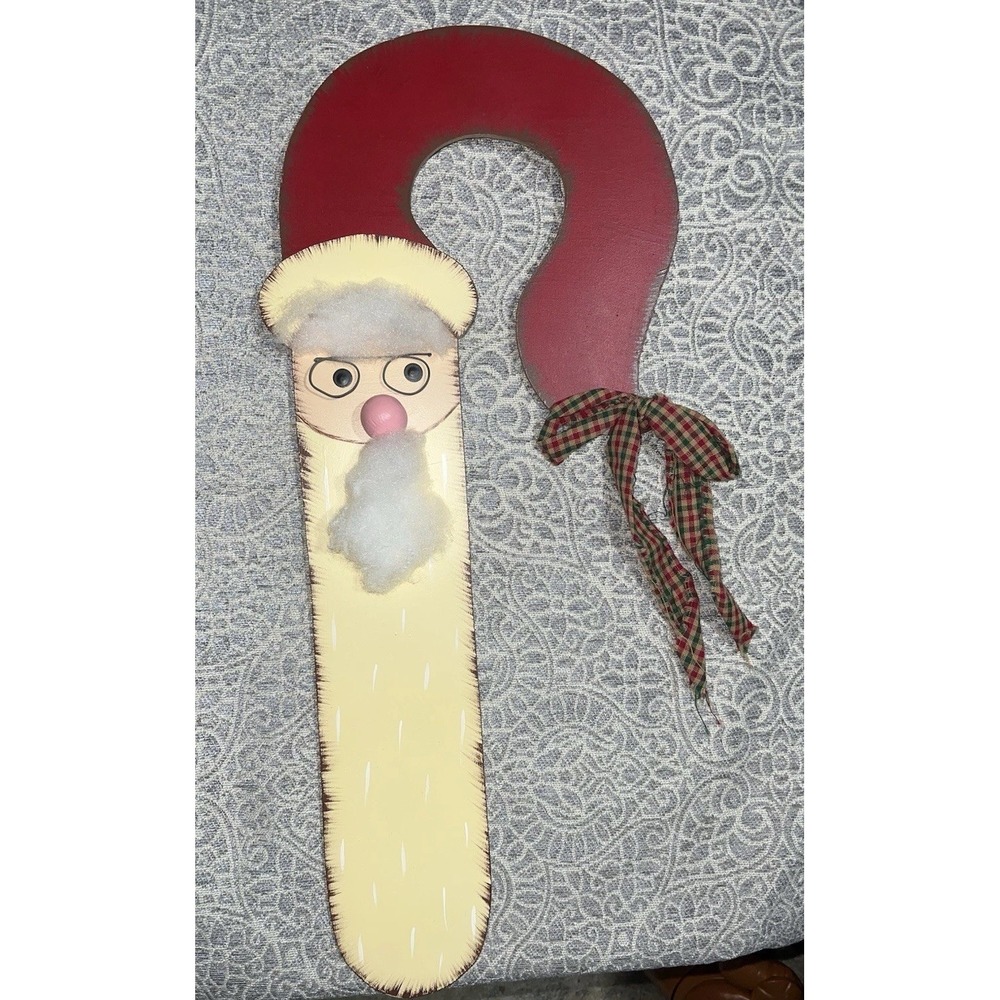 Santa Wood Door Hanger Handmade Primitive‎ 21" Long